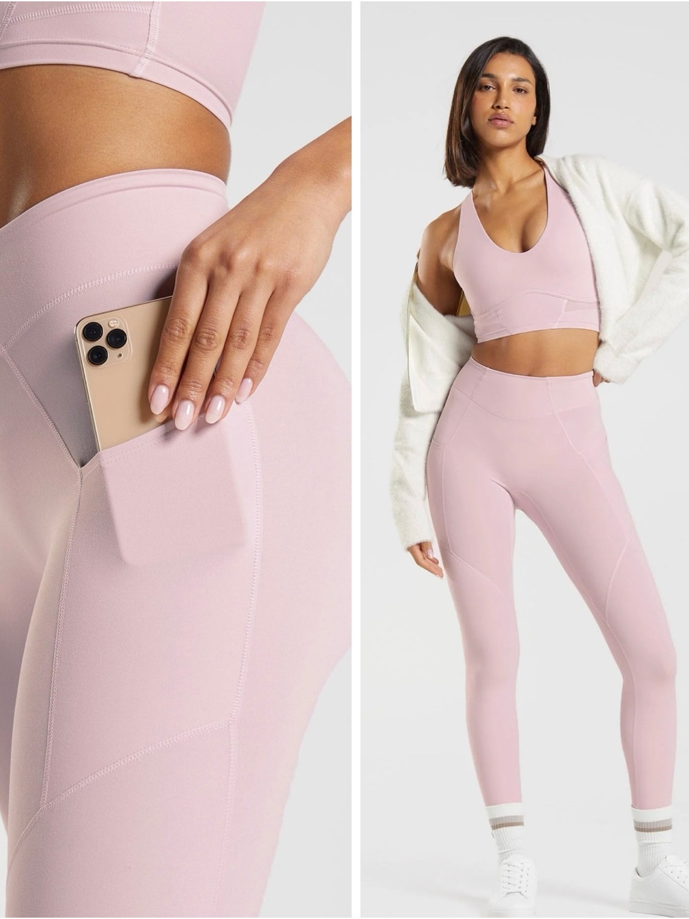 WHITNEY SIMMONS + Gymshark Everyday Pocket Leggings High Waist - Petal Pink